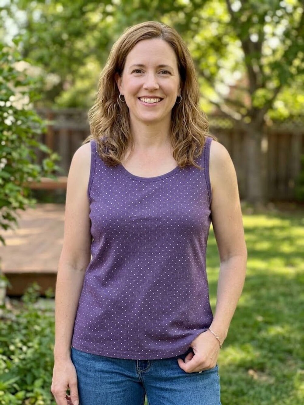 Christopher & Banks Cotton-Blend Studded Tank Top in Purple